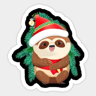 funny santa sloth Sticker